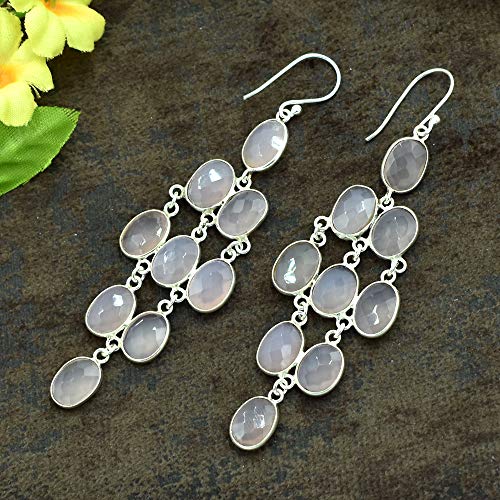 Rose Quartz Dangle Earring 925 Silver
